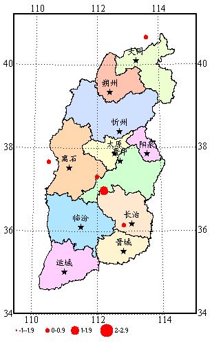 2010年11月18日山西省地震分布图